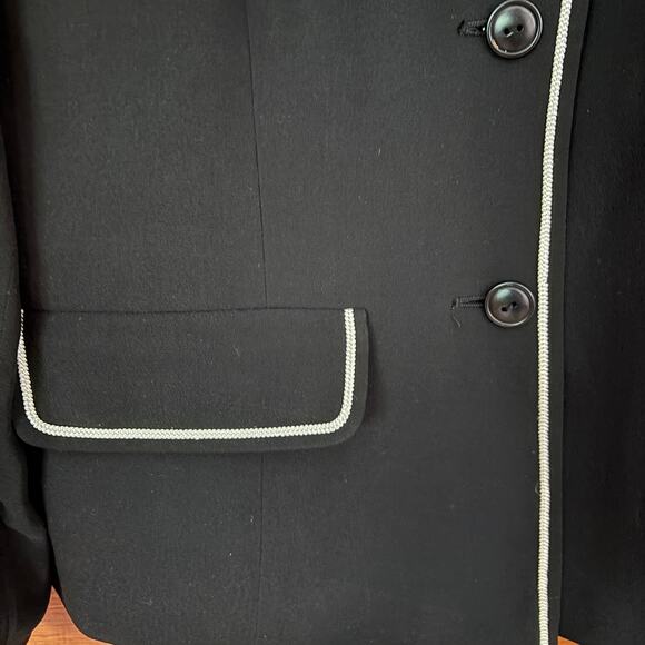 Due Per Due Women's Blazer Jacket Black w/White pin Stripe Silk Lined Size 10 - Picture 7 of 9